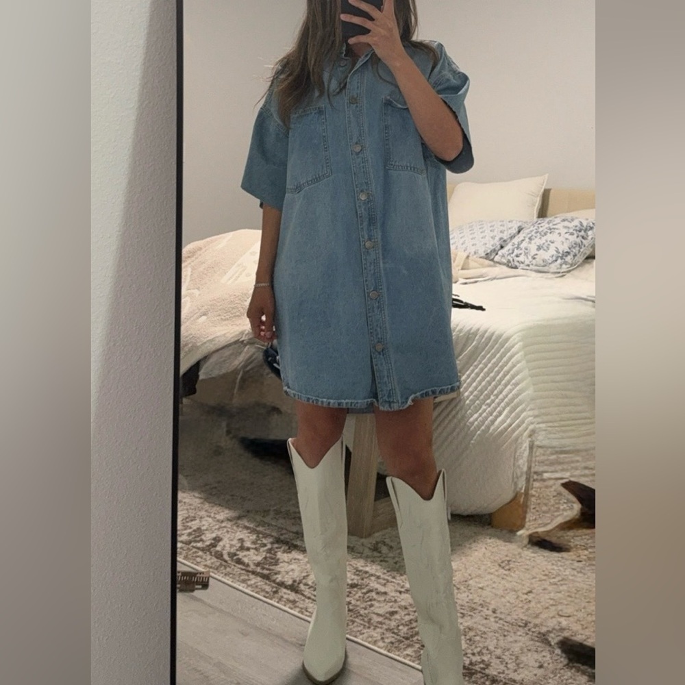 Oversized Denim Button-Up Dress